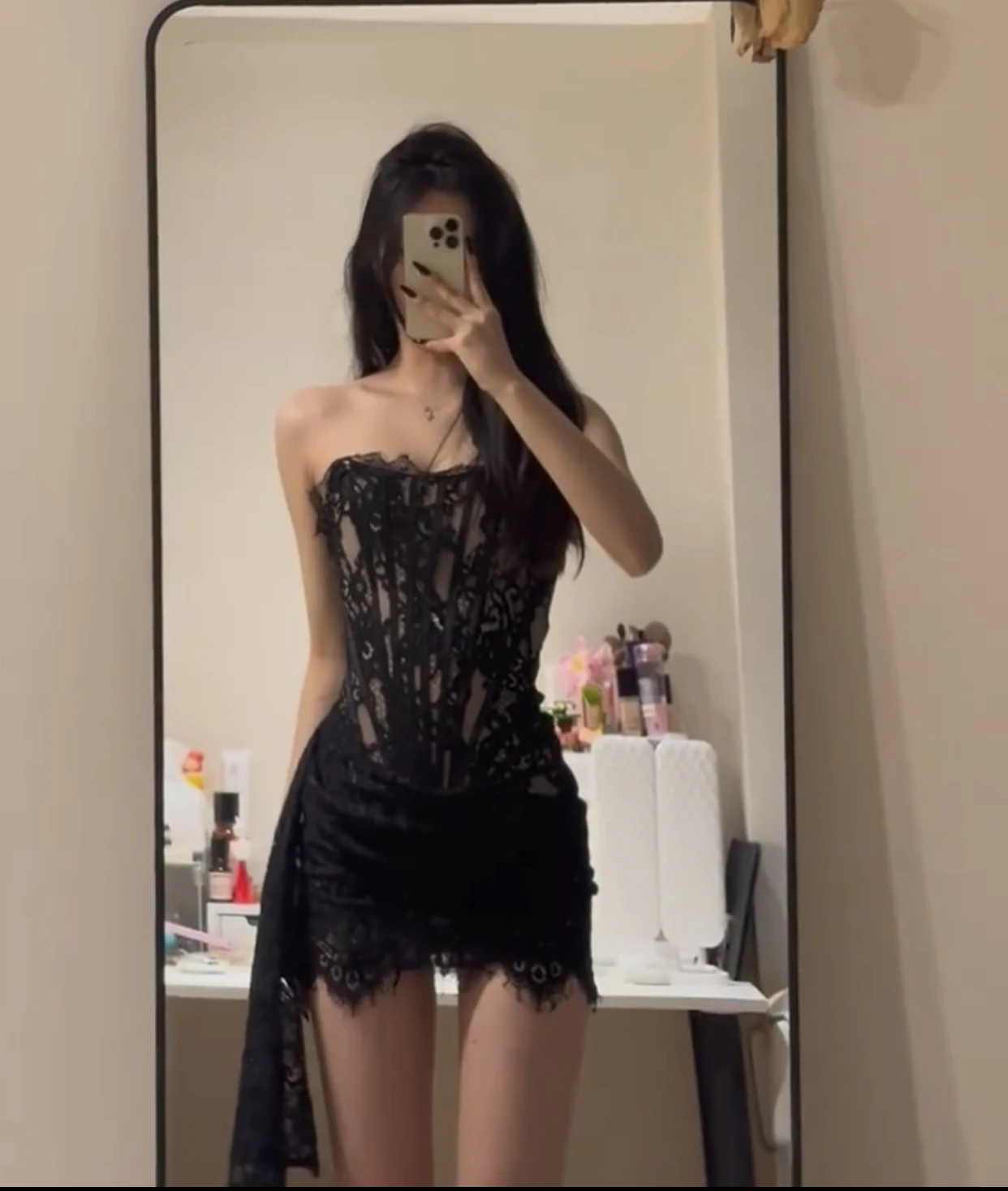 Sexy Lace See-tough Waist-cinched Strapl Dr Women Pure Desirable Bla Dr Adult Ceremony Dr Women - Image 8