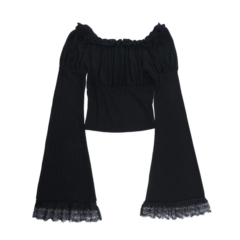 Dark A-line Textured Mini Dress for Women Mall Gothic Outfits Jacquard Lace Trim Embellished Dresses Ball Gown Halloween - Image 9