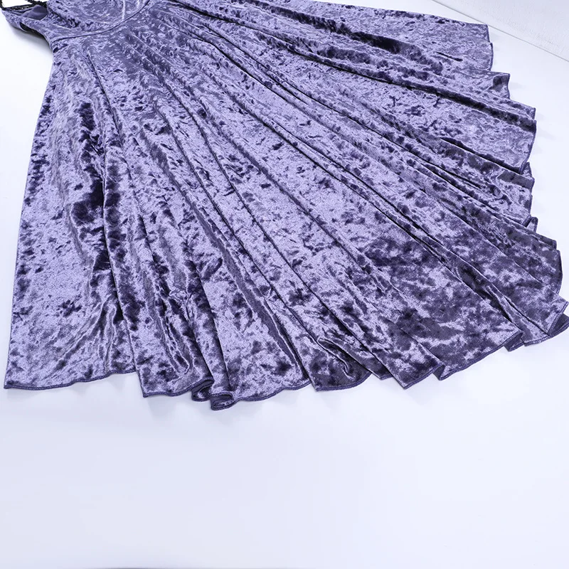 Gothic Velvet A-line Dress Female Elegant Evening Lolita Partywear Grunge Sling Lace Hem Alt Cloth - Image 25