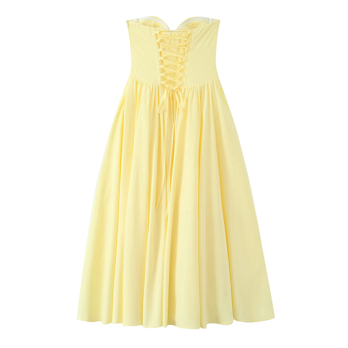 Strapless Bow Elegant Evening Party Dresses For Women Lace Up Bandage Back Ball Gown Yellow Dress Christmas Robe - Image 24