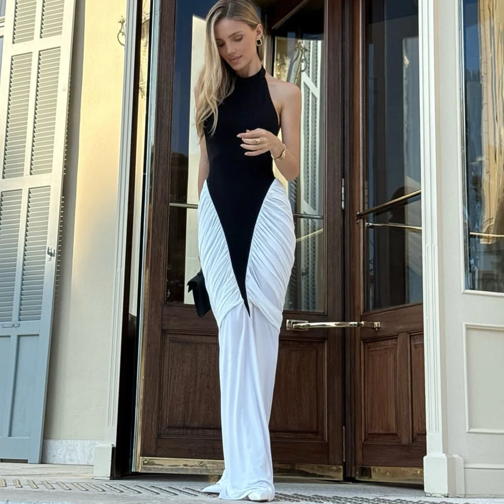Talenza Elegant Evening Dress Women Fashion Slim Sleeveless Shrinking Clash Long Dress Vintage High Waisted - Image 6
