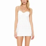 White Lace Hollow Out Embroidery With Wire Bra Chest Sling Mini Dress Romantic