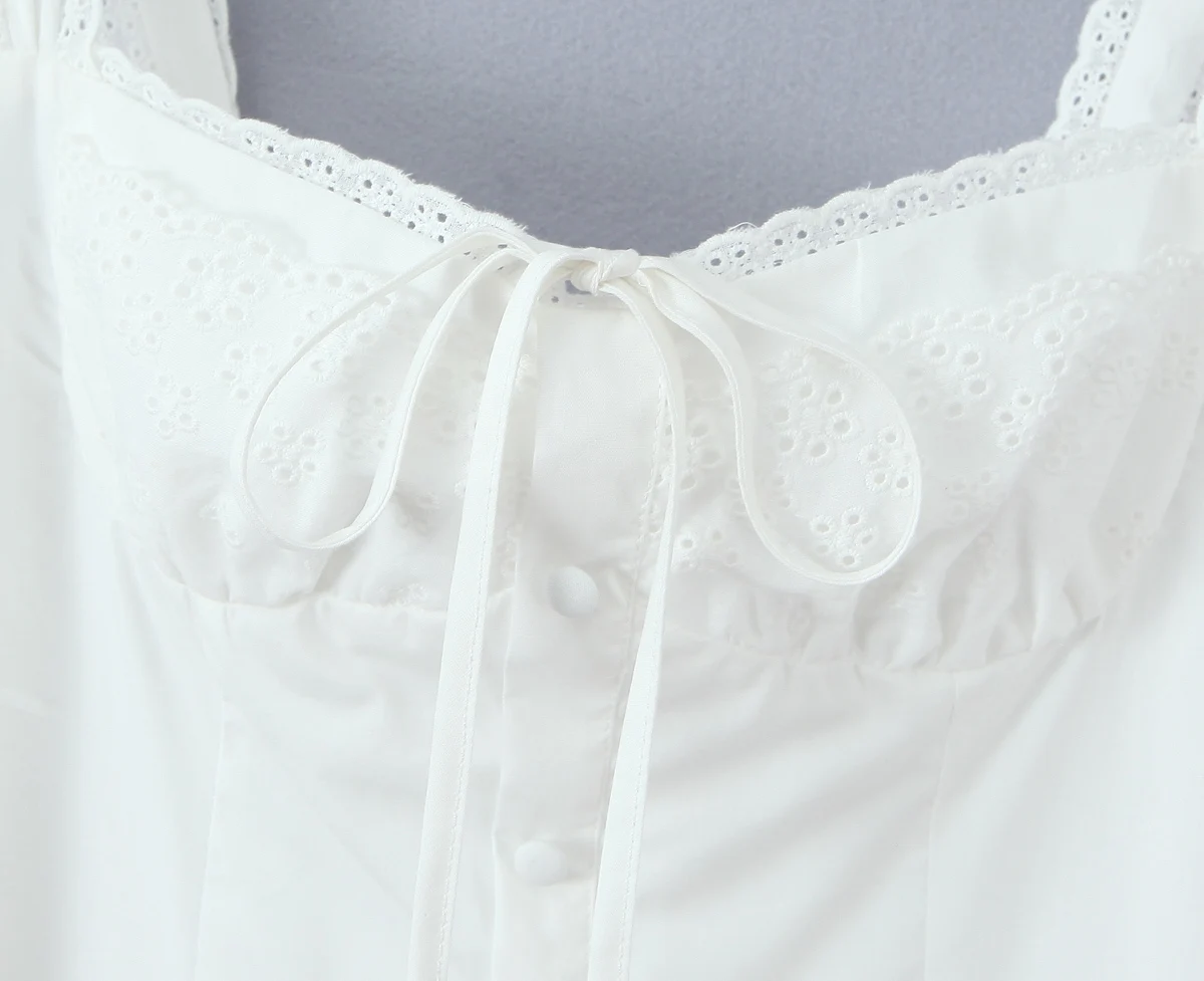 Lace Ruched Chest Corset Style Sling Dress Women Cross Lacing up Back wood ears Hem Tank Dresses Vestidos - Image 4