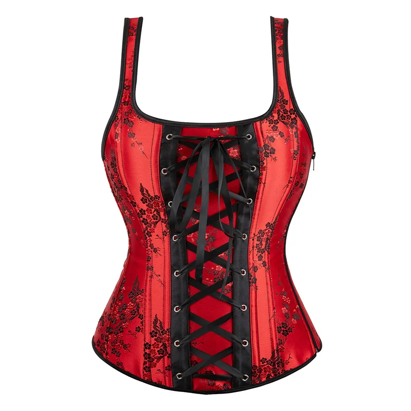 Red Corset Dress Women Skrit Set Shoulder Strap Lace Costume Party Sexy Burlesque Halloween Basques Outfit Plus Size Black - Image 11