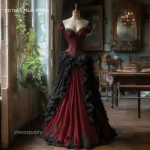 Prom Dress Black And Burgundy Gothic