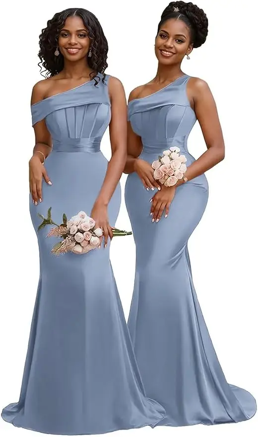 Orange One Shoulder Mermaid Bridesmaid Dresses Formal Wedding Party Gowns Corset Evening Prom Dress Graduation 2026 Customized - Image 10