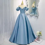 Princess Blue Evening Dress 2025 Sweet Memory Sexy Girl Off The Shoulder Gown Lace Up Corset Back Prom Dresses
