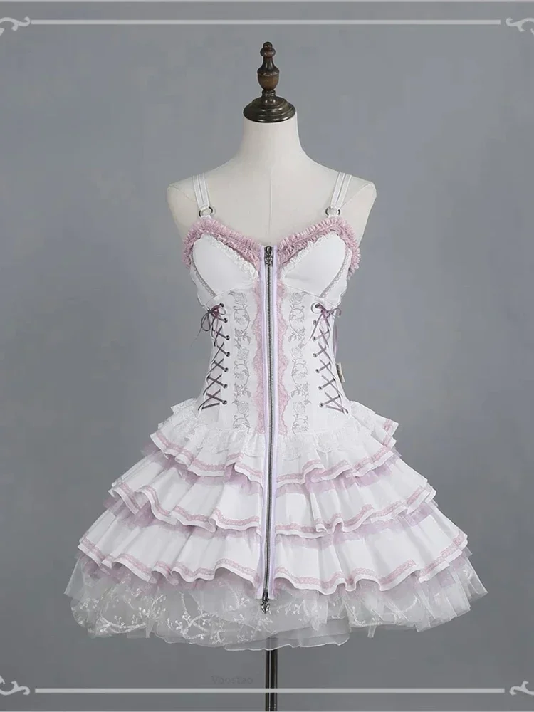 Gothic Lolita Dress Women Vintage Victorian Harajuku Lace Bandage Rose Embroidery Party Dresses Girls Sleeveless Vestidos - Image 4