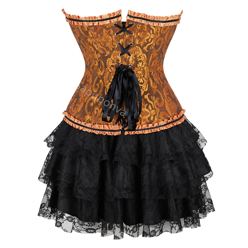 Corset Dress Tutu Skrits Set Overbust With Lace Costume Party Sexy Burlesque Ladies Outfit Plus Size Gothic Halloween Red Black - Image 21