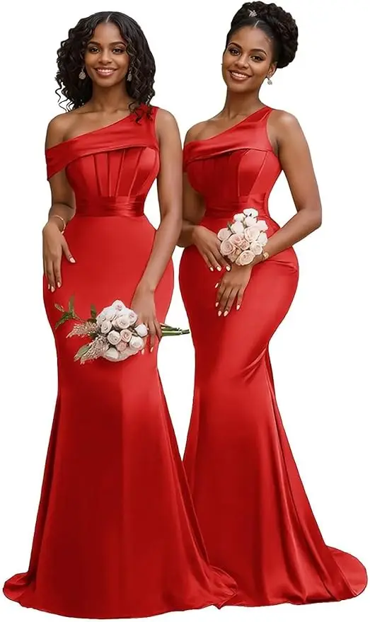 Orange One Shoulder Mermaid Bridesmaid Dresses Formal Wedding Party Gowns Corset Evening Prom Dress Graduation 2026 Customized - Image 15