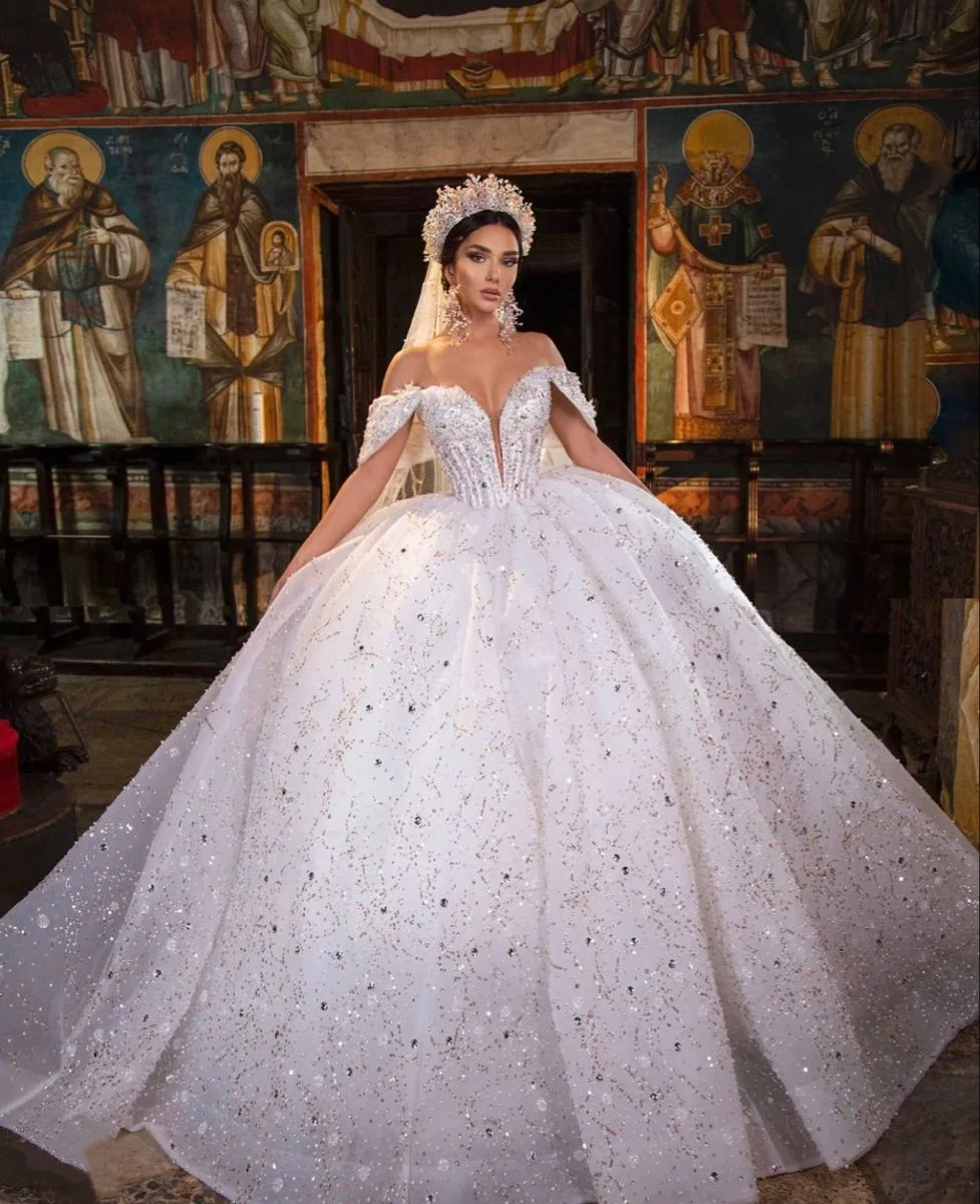 corset Wedding Dress A-line Sequin Bride Dress - Image 5