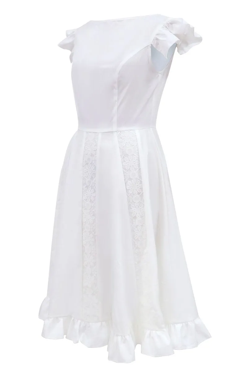 Vintage Elegant Party Evening A Line Swing Midi Dress Women Lace Corset Fitted Satin Flowy Beach Wedding Guest Dress - Image 10