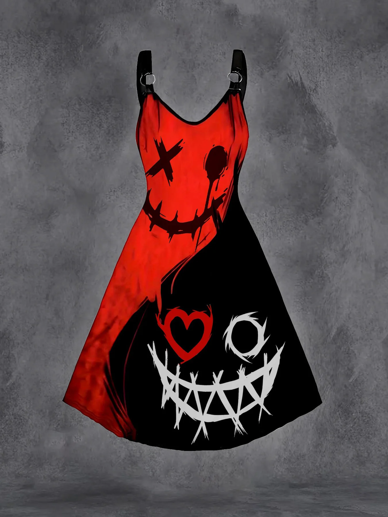 Plus Size Goth Punk Dress Women Black Gothic Lace Up Corset A-Line Halloween Dress - Image 17