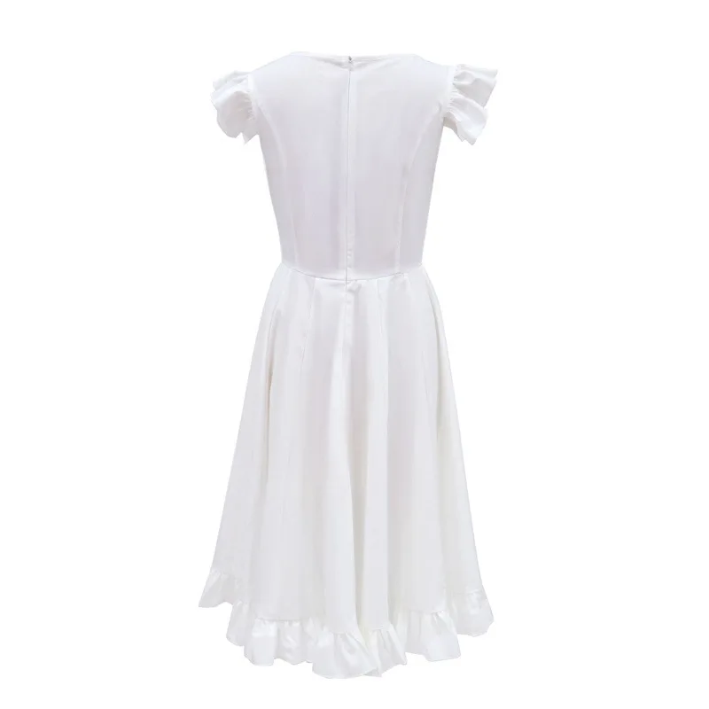 Vintage Elegant Party Evening A Line Swing Midi Dress Women Lace Corset Fitted Satin Flowy Beach Wedding Guest Dress - Image 5