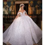corset Wedding Dress A-line Sequin Bride Dress