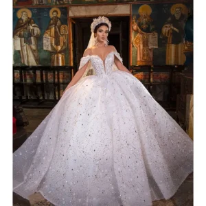 corset Wedding Dress A-line Sequin Bride Dress