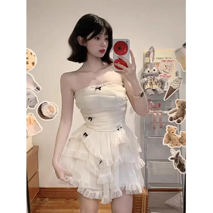 Black Dress Women Casual Corset Mini Office Lady Sleeveless Bodycon Lace One Piece Korean - Image 7