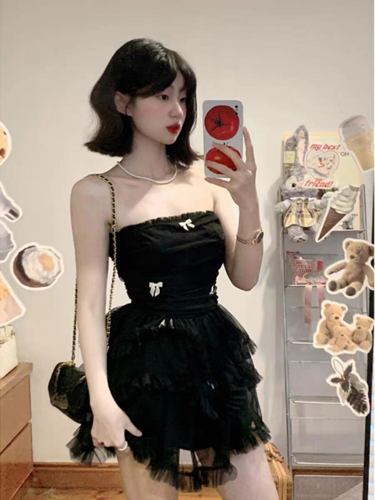 Black Dress Women Casual Corset Mini Office Lady Sleeveless Bodycon Lace One Piece Korean - Image 11