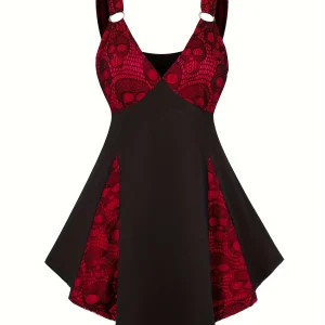 sling strap dress skull Gothic punk lace stitching strap dress
