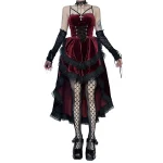 High Low Cut Swallow Tail Lace Bodice Dress Strap Y2K Corset Bustier Women Sexy Dark Gothic Costume Sling Strap Sleeveless Dress