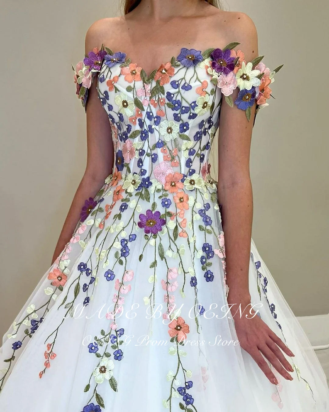 Dress Vestido De Novia Flower Lace Evening Dress White Corset Back Prom Dress - Image 2