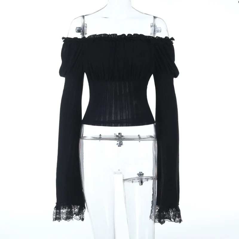 Dark A-line Textured Mini Dress for Women Mall Gothic Outfits Jacquard Lace Trim Embellished Dresses Ball Gown Halloween - Image 6