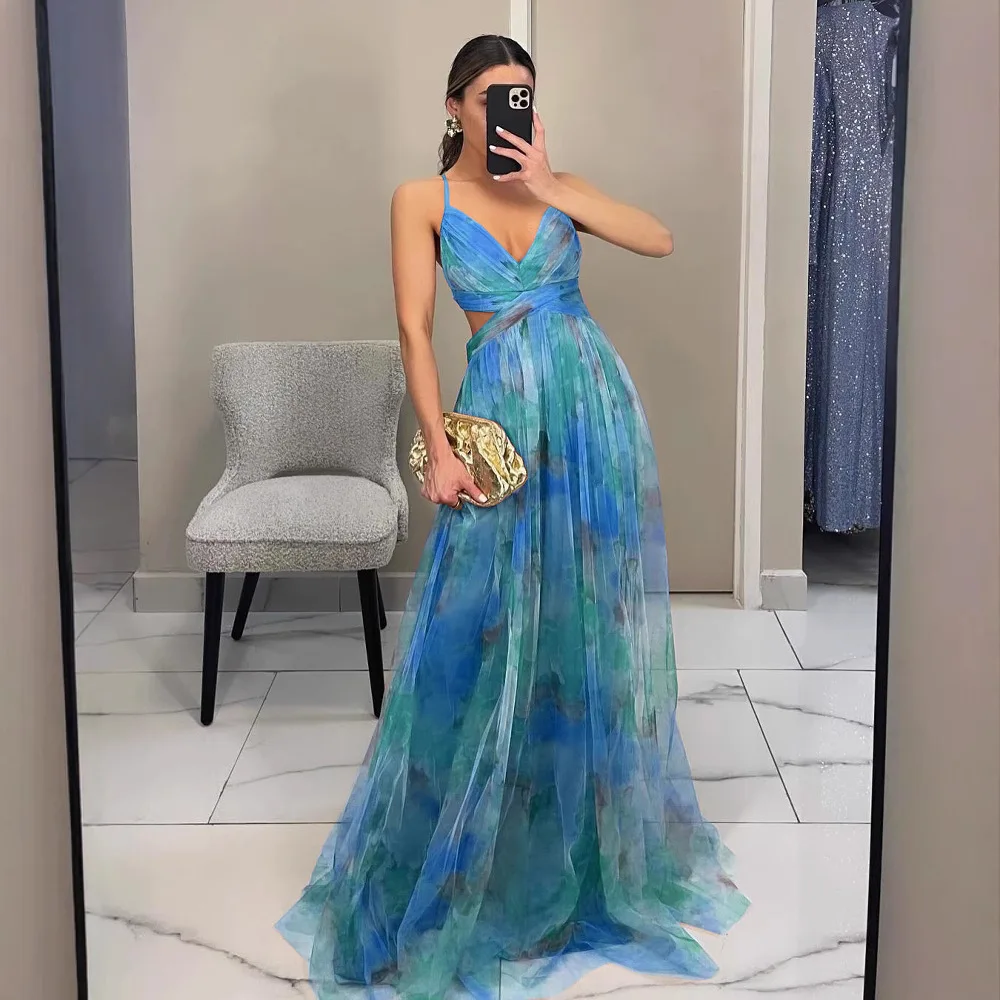 Sexy Strapl Evening Dr Casual Par Holiday Long Skirt with Print High Waist No Sve Summer Women's Dr - Image 4