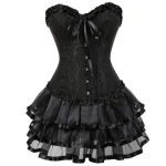 Sexy Corset Dress Plus Size Lace Floral Costume Overbust Burlesque Bustier and Skirt Set Tutu Corselet Gothic Gowns