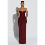 Burgundy Sweetheart Neck Prom Dress Beaded Corset Bodice Ruched Floor Length Party Dresses robes de soirée