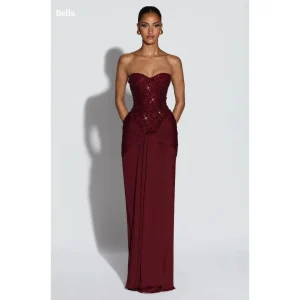Burgundy Sweetheart Neck Prom Dress Beaded Corset Bodice Ruched Floor Length Party Dresses robes de soirée