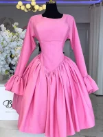 Sexy Spring Dress for Women Vintage Corset Dress with Sleeves Elegant Lace Up Back Romantic Pink Dress Wholesale Dropshipping