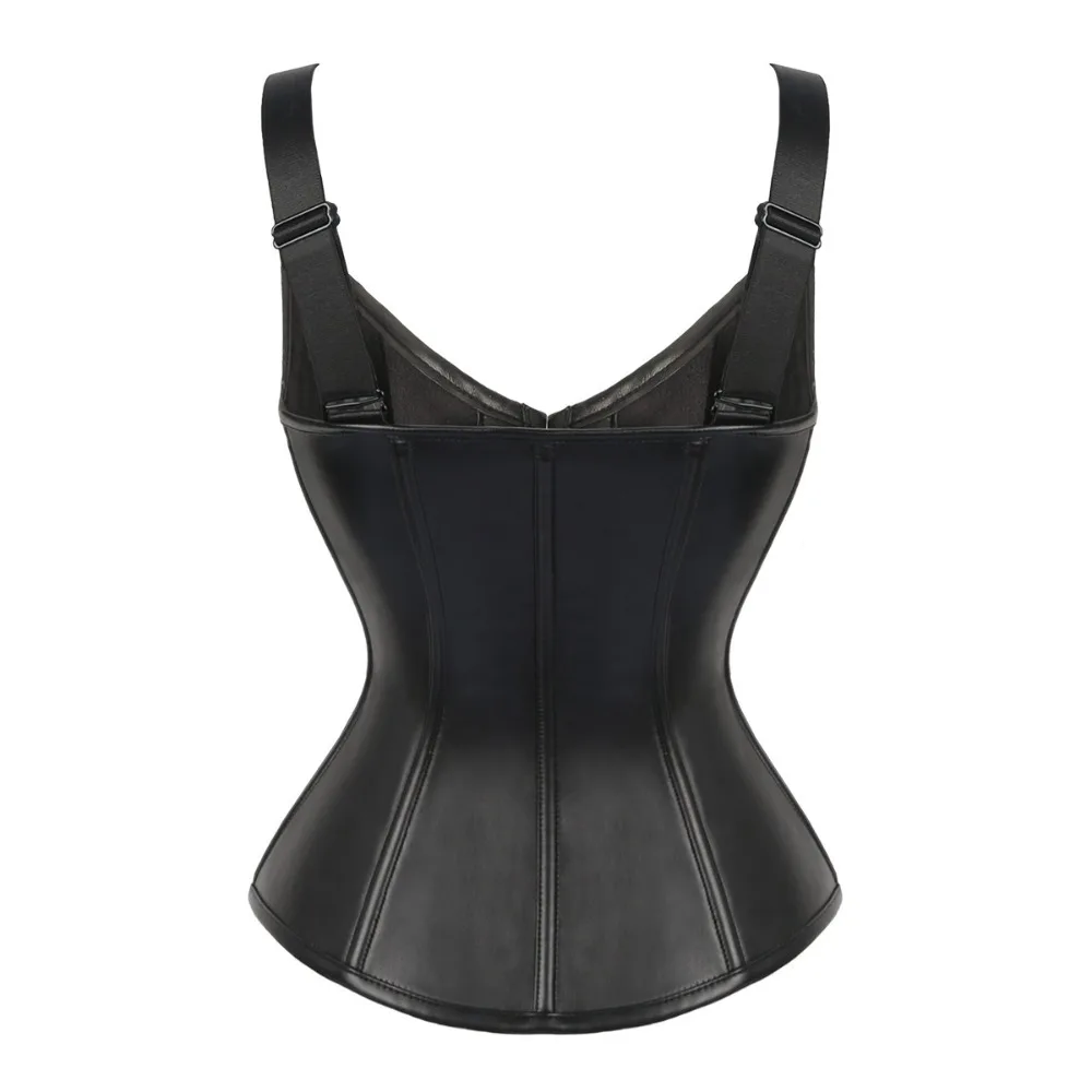 Gothic Ropa Sexy Mujer Lenceria Corset Black Sexy Lace Up PU Leather Court Corset with Built in Bust Support - Image 13