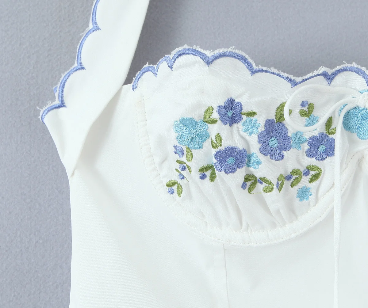 Sexy Backless Halter Embroidery White Dress For Women Elegant A-line Low Waist Mini Dresses - Image 11