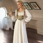 Elegant Cottage Style Princess Dresses Woman Vintage Chic Painting Corset Dress