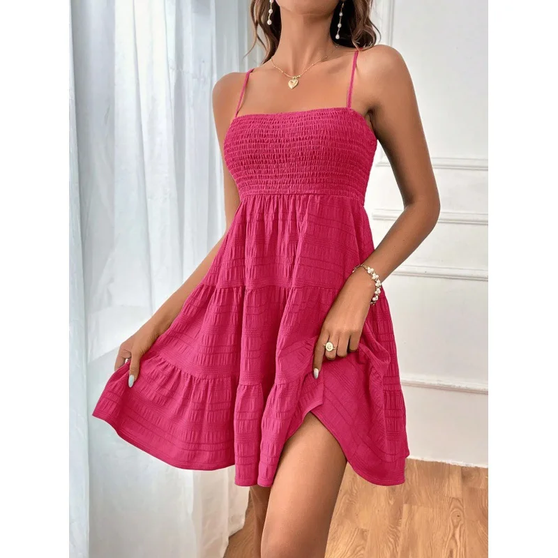 Sky Breeze Smocked Bustier Mini Dress – Spaghetti Strap Tiered Summer Dress - Image 8
