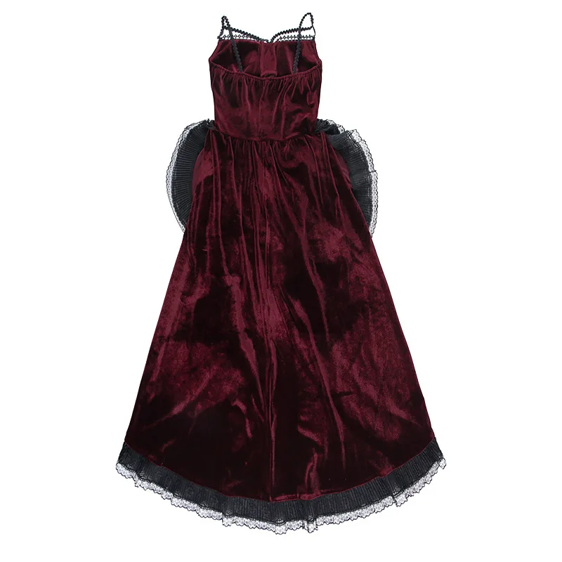 High Low Cut Swallow Tail Lace Bodice Dress Strap Y2K Corset Bustier Women Sexy Dark Gothic Costume Sling Strap Sleeveless Dress - Image 33
