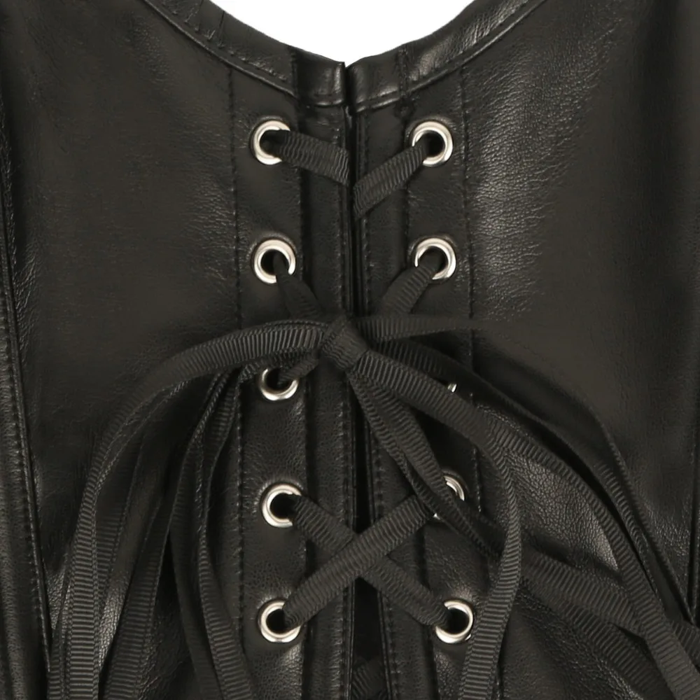 Gothic Ropa Sexy Mujer Lenceria Corset Black Sexy Lace Up PU Leather Court Corset with Built in Bust Support - Image 17