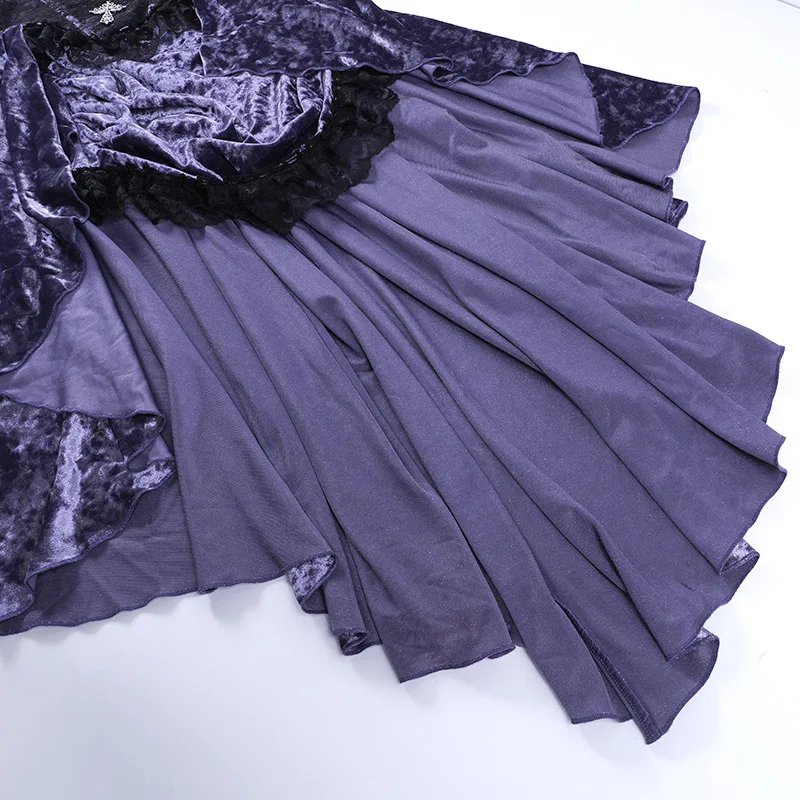 Gothic Velvet A-line Dress Female Elegant Evening Lolita Partywear Grunge Sling Lace Hem Alt Cloth - Image 22
