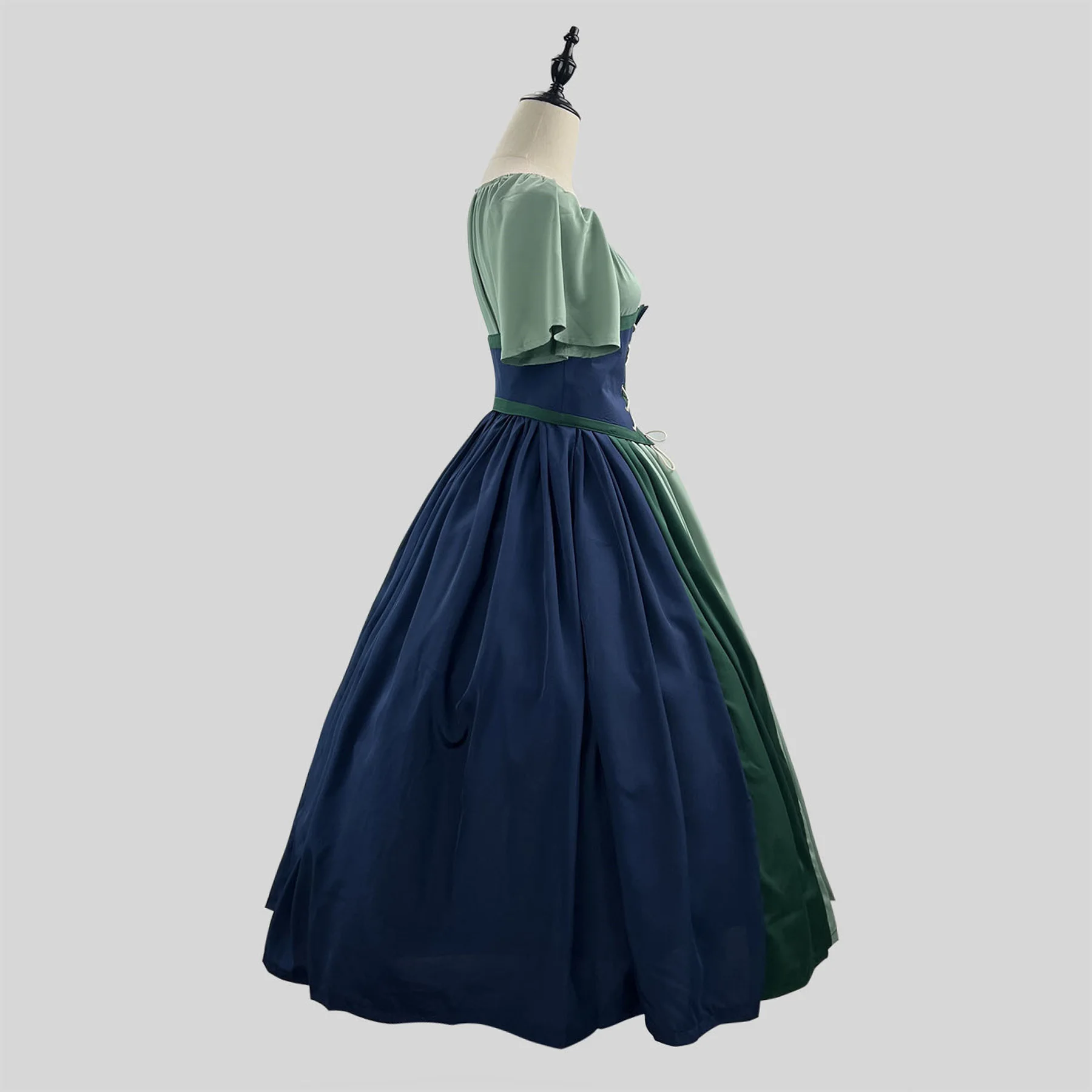 Medieval Renaissance Gothic Gown Women Off Shoulder Patchwork Contrast Slim Vintage Halloween Dress European American Costume - Image 12