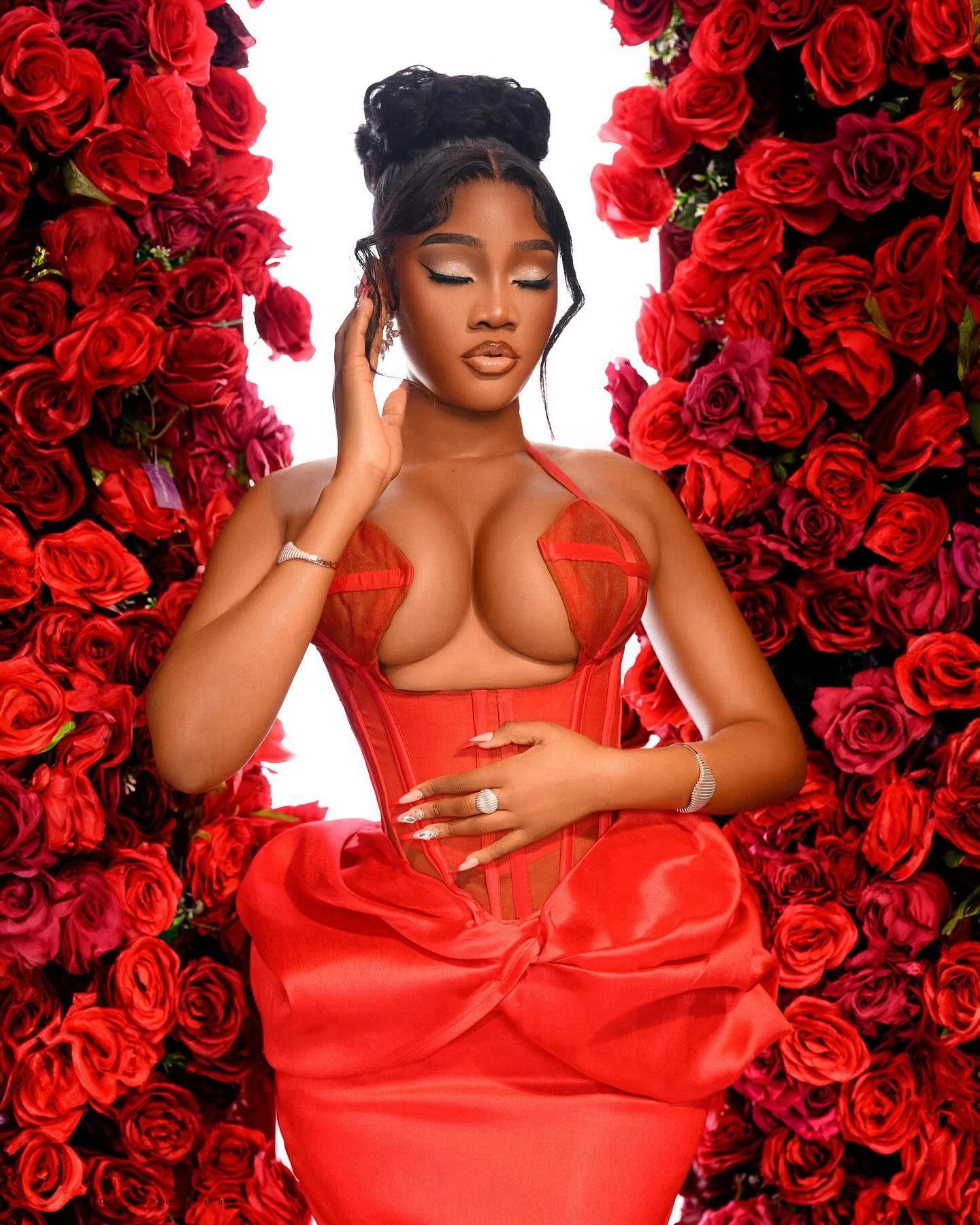 Red Satin Long Mermaid Evening Dresses Aso Ebi Sexy Halter Corset Back Prom Party Dress - Image 4