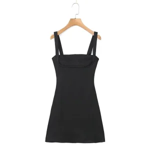 Sling Sexy Dresses Vintage Black Sleeveless Female Party Mini Robe