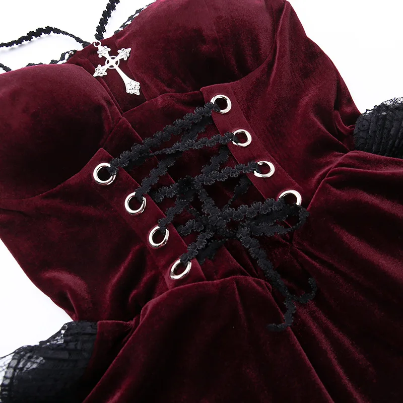 High Low Cut Swallow Tail Lace Bodice Dress Strap Y2K Corset Bustier Women Sexy Dark Gothic Costume Sling Strap Sleeveless Dress - Image 23