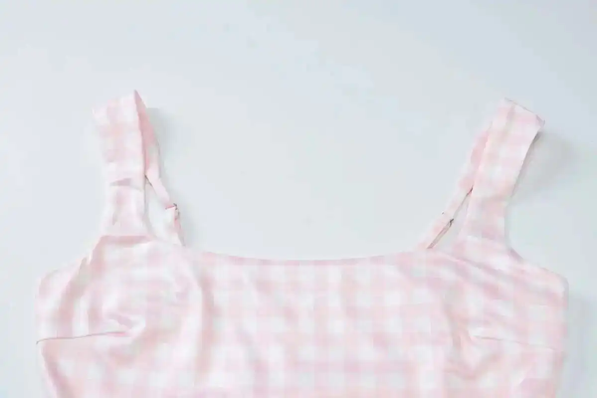 Plaid Printed Spaghetti Strap Sexy A-line Dress - Image 55