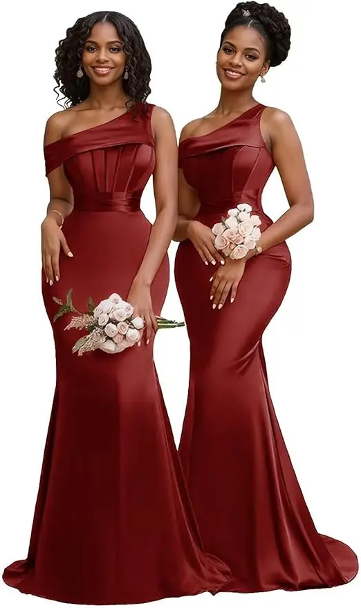 Orange One Shoulder Mermaid Bridesmaid Dresses Formal Wedding Party Gowns Corset Evening Prom Dress Graduation 2026 Customized - Image 11