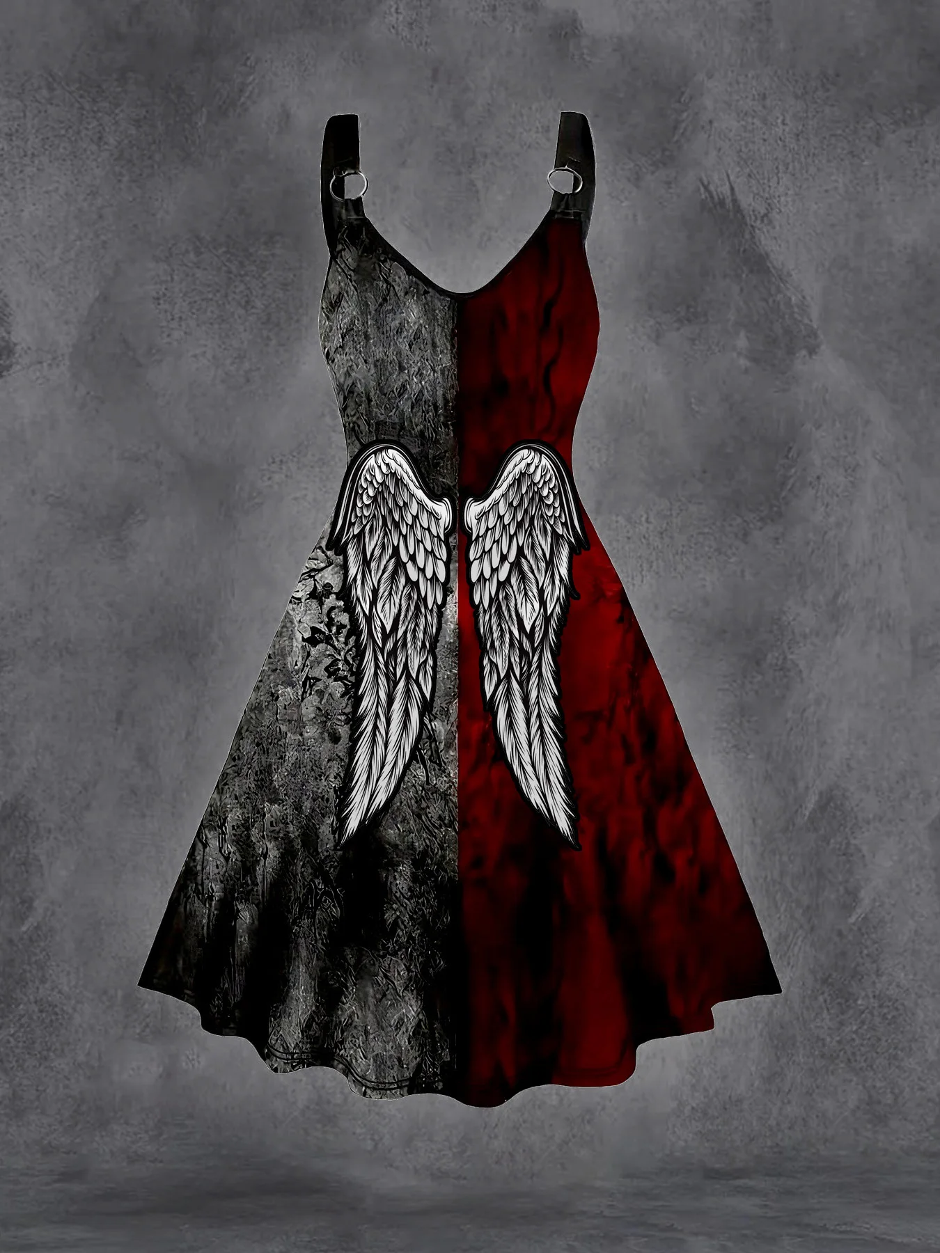 Plus Size Goth Punk Dress Women Black Gothic Lace Up Corset A-Line Halloween Dress - Image 6