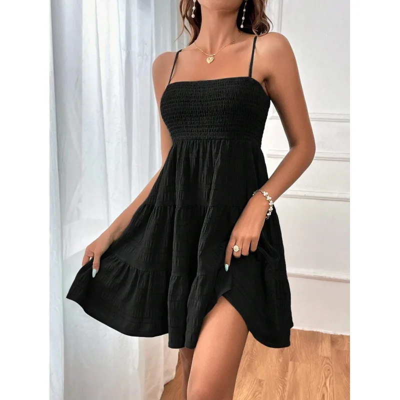 Sky Breeze Smocked Bustier Mini Dress – Spaghetti Strap Tiered Summer Dress - Image 13