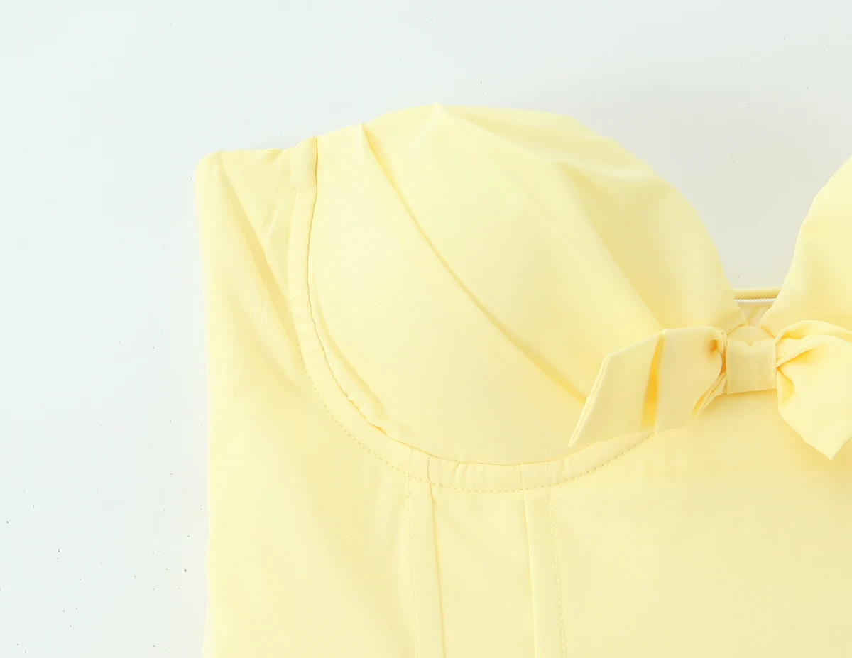 Strapless Bow Elegant Evening Party Dresses For Women Lace Up Bandage Back Ball Gown Yellow Dress Christmas Robe - Image 17