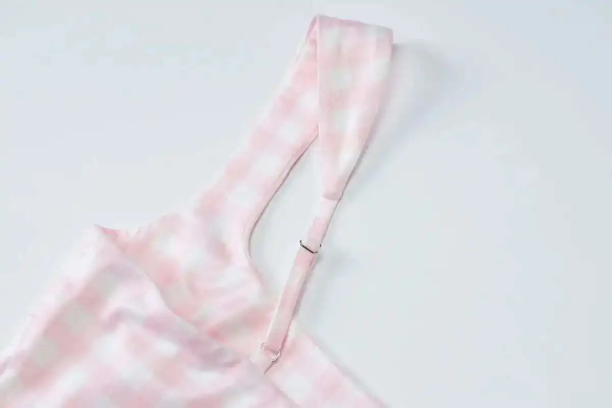 Plaid Printed Spaghetti Strap Sexy A-line Dress - Image 60