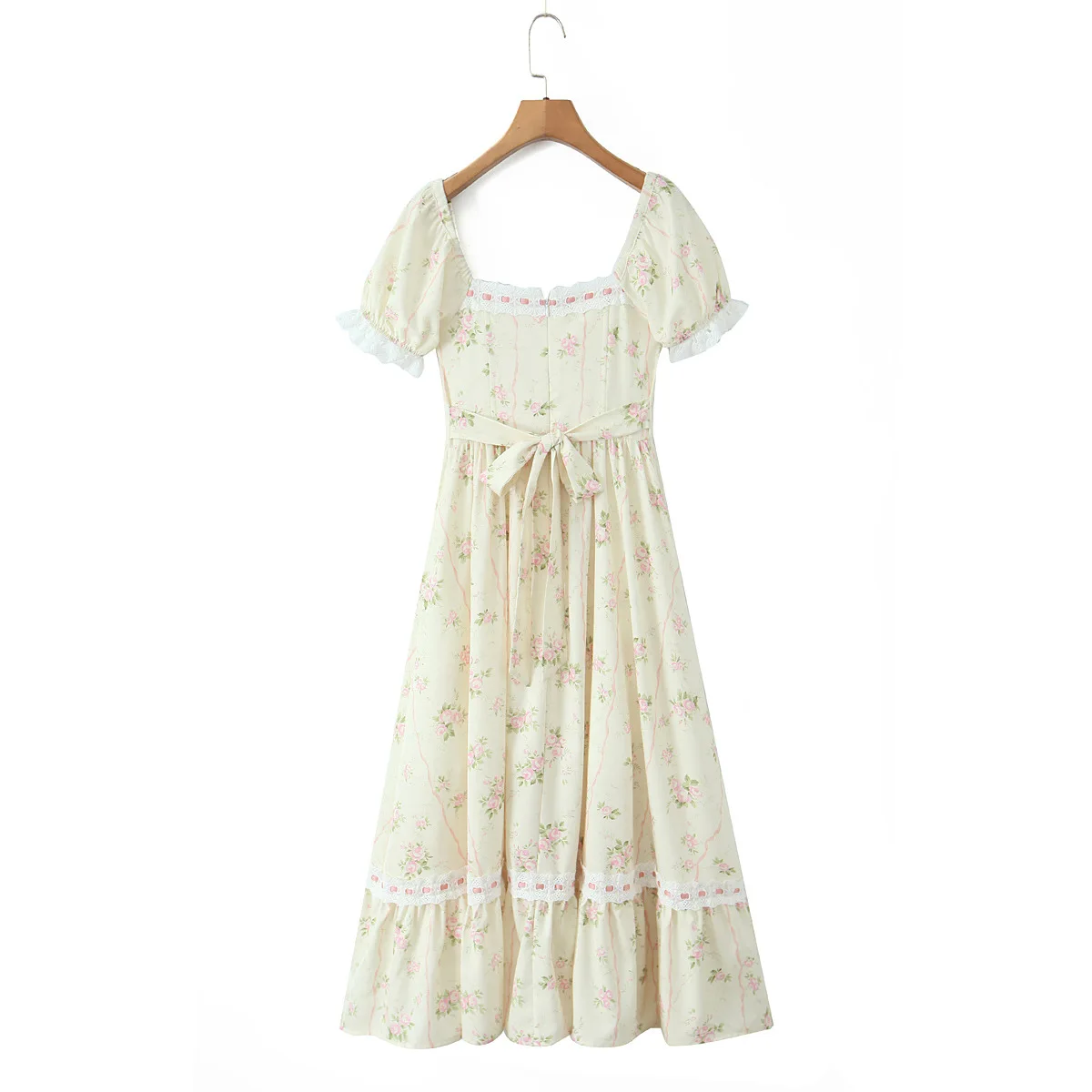 Women Ribbon Embroidered Lace Kapok Diary Corset Maxi Dress - Image 13