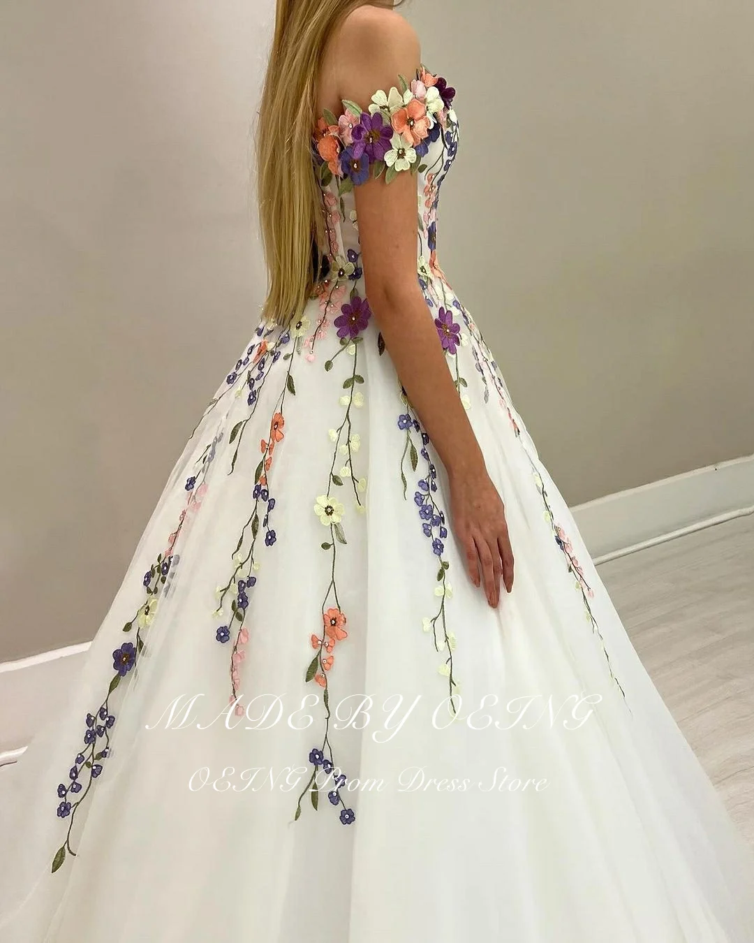 Dress Vestido De Novia Flower Lace Evening Dress White Corset Back Prom Dress - Image 3
